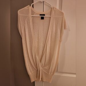 Y2K Vintage Frenchi Cream Knit V-Neck Twist Front Layering Top